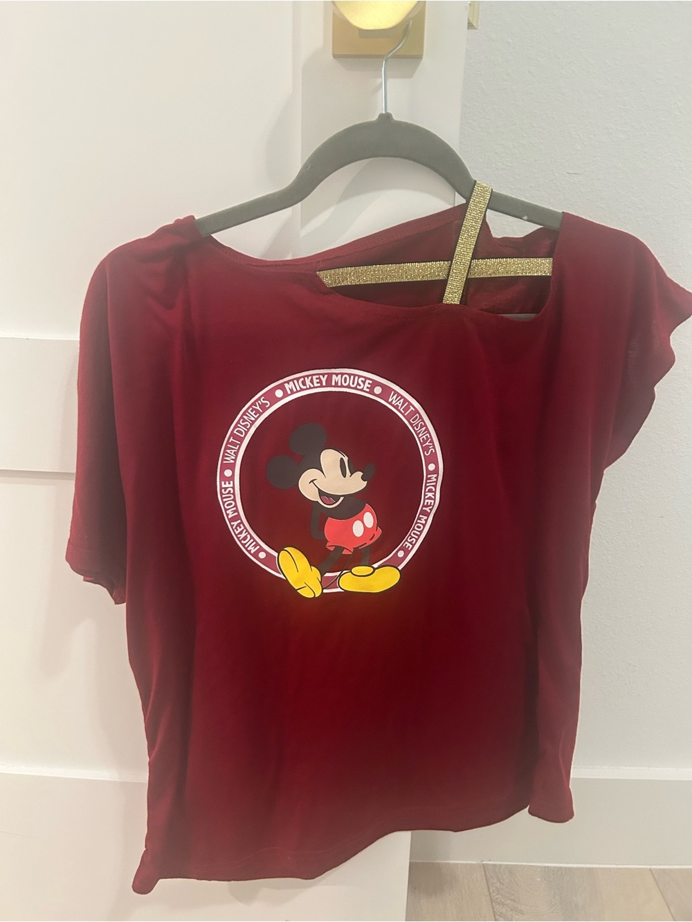 Mickey Mouse Burgundy Women Tee with Graphic